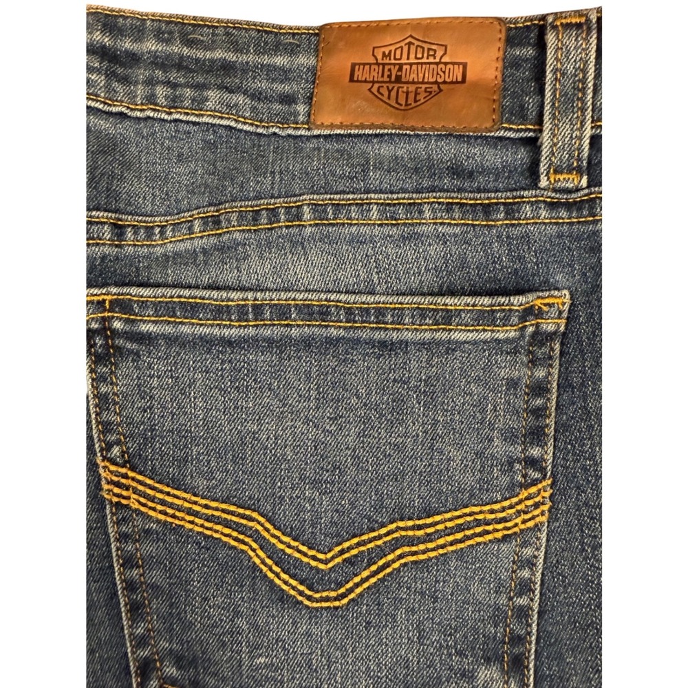 Harley Davidson Curvy Bootcut Jeans Women 34 Blue Medium Wash Denim - Picture 9 of 12